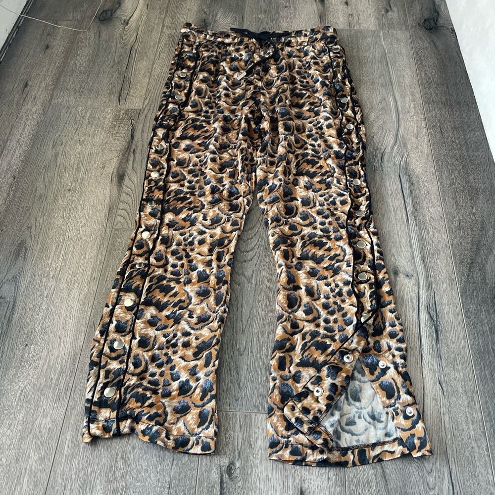 The Kooples Animal Print Trousers with Button Accents